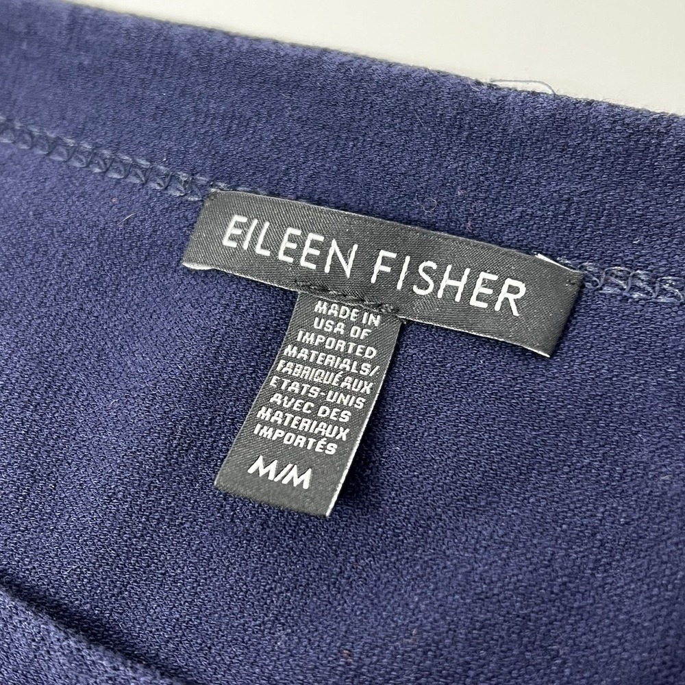 Eileen Fisher Blue Jersey Knit Dress 3/4 Sleeve Scoop Neck Women's Medium - Picture 5 of 7